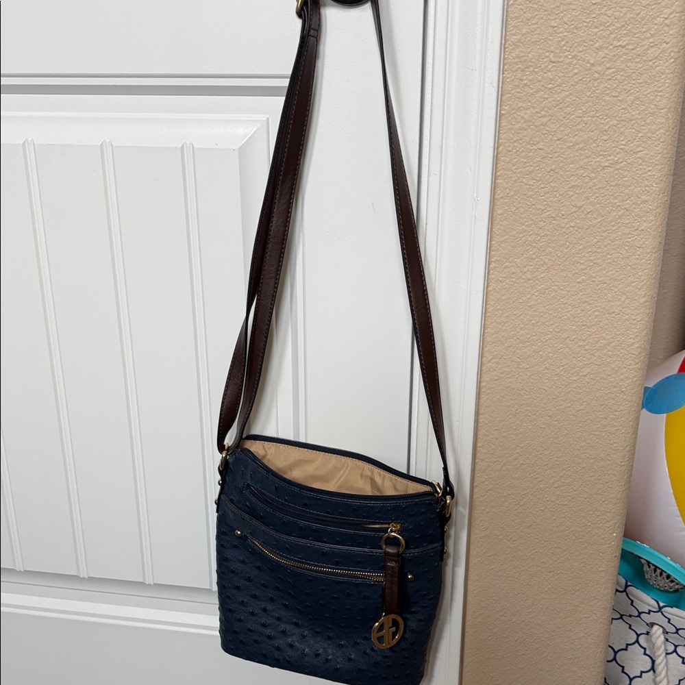 Giani Bernini Navy and Brown Crossbody Bag